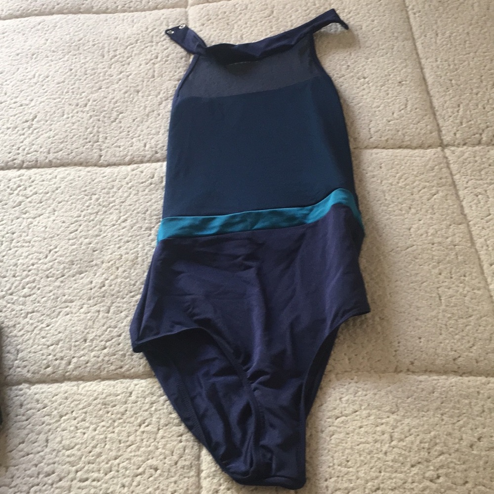 Mariia navy blue halter leotard